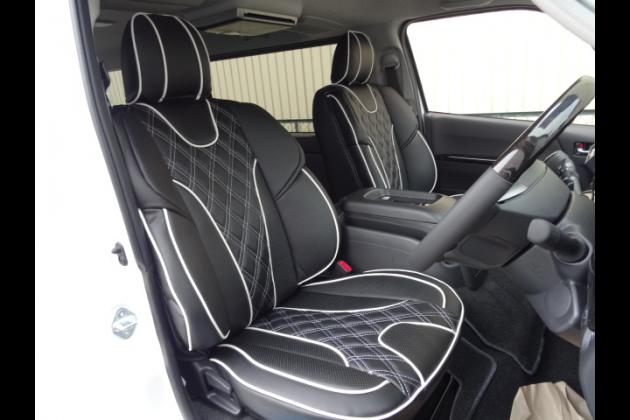 IFUU Industry | IFUU 高級欧州車デザイン3D成形バケットシートカバー ブラック×ホワイト 200系ハイエース | 200